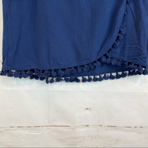 J. Crew Factory Faux Wrap Skirt‎ navy tassels size small bohemian summer - Picture 4 of 10